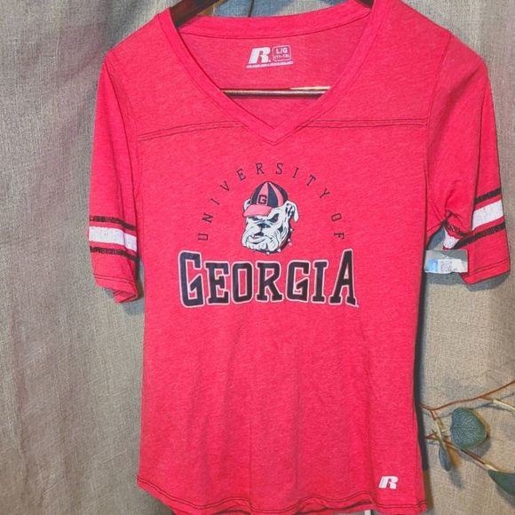 Russell Athletic Tops - Russell Athletic University of Georgia V-Neck Tee, Women's Large ~ EUC